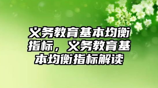 義務教育基本均衡指標，義務教育基本均衡指標解讀