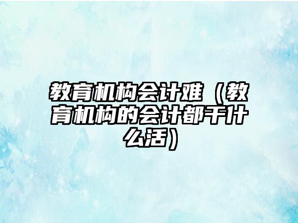 教育機構會計難（教育機構的會計都干什么活）