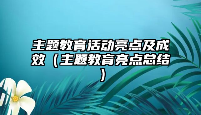 主題教育活動亮點及成效（主題教育亮點總結）