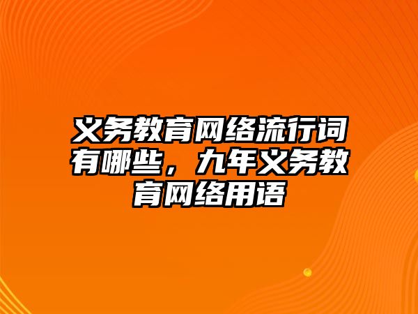 義務教育網絡流行詞有哪些，九年義務教育網絡用語