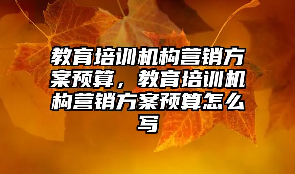 教育培訓機構營銷方案預算，教育培訓機構營銷方案預算怎么寫