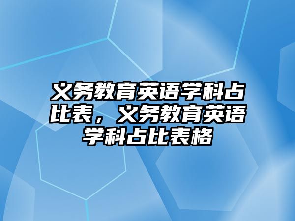 義務教育英語學科占比表，義務教育英語學科占比表格