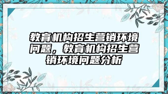 教育機構招生營銷環境問題，教育機構招生營銷環境問題分析