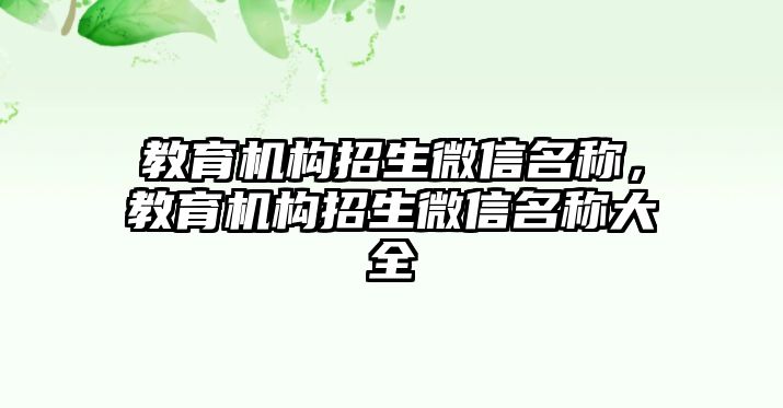 教育機構招生微信名稱，教育機構招生微信名稱大全