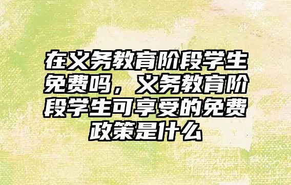 在義務教育階段學生免費嗎，義務教育階段學生可享受的免費政策是什么