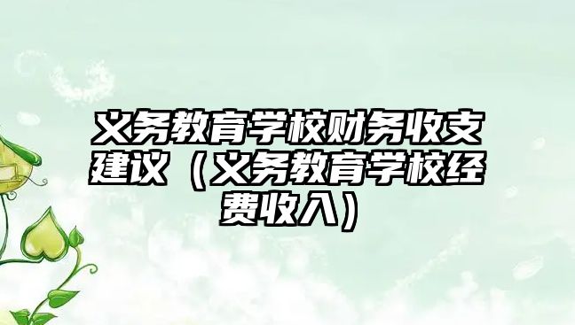 義務教育學校財務收支建議（義務教育學校經費收入）