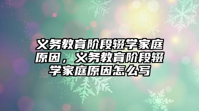 義務教育階段輟學家庭原因，義務教育階段輟學家庭原因怎么寫