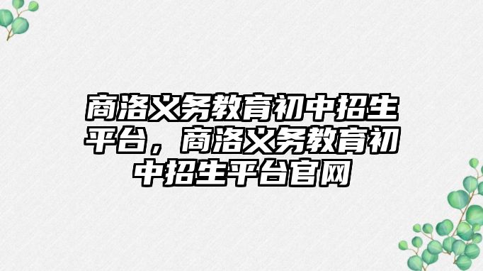 商洛義務教育初中招生平臺，商洛義務教育初中招生平臺官網