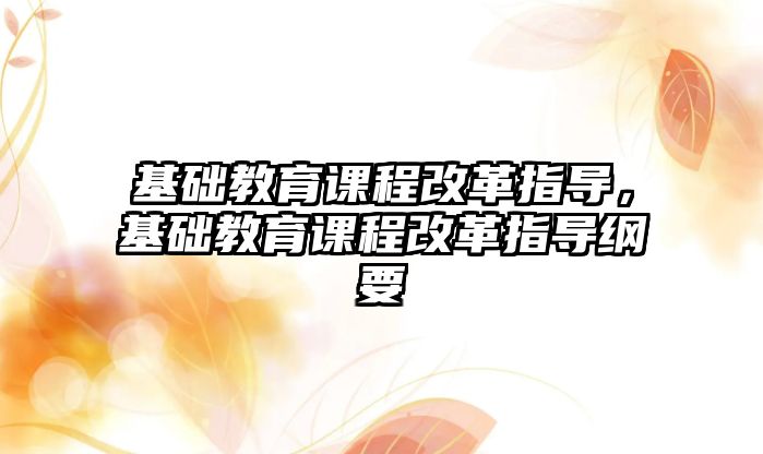 基礎教育課程改革指導，基礎教育課程改革指導綱要